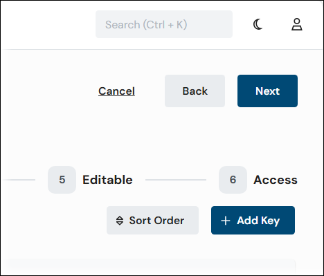 The Add Key and Sort Order buttons for results keys.
